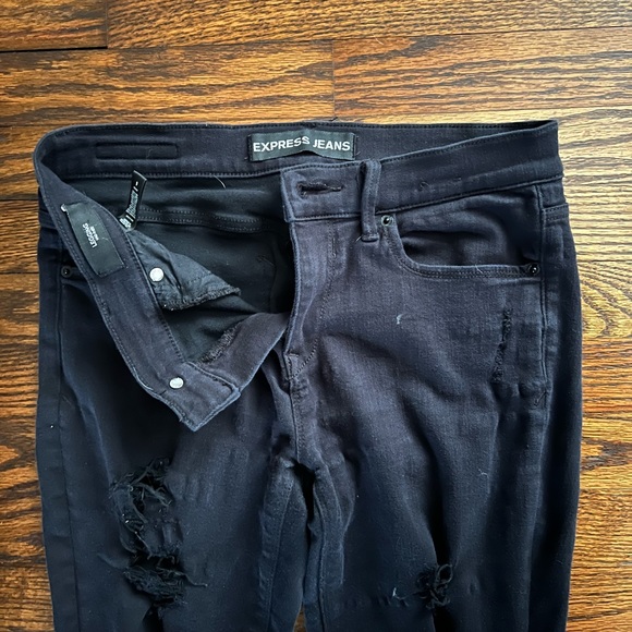Express Distressed Black Jeggings - Picture 3 of 4